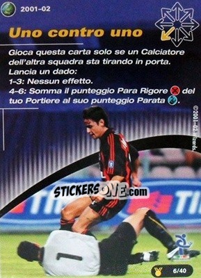 Sticker Uno contro uno - Football Champions Italy 2001-2002 n. uT6 - Wizards of The Coast