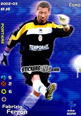 Sticker Fabrizio Ferron - Football Champions Italy 2002-2003 - Wizards of The Coast