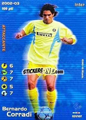 Sticker Bernardo Corradi - Football Champions Italy 2002-2003 n. 31 - Wizards of The Coast