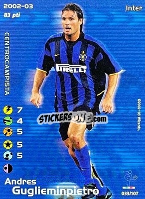 Figurina Andres Guglielminpietro - Football Champions Italy 2002-2003 - Wizards of The Coast