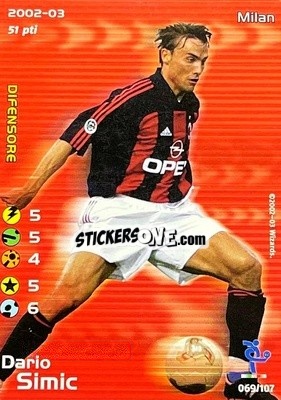 Sticker Dario Simic - Football Champions Italy 2002-2003 n. 69 - Wizards of The Coast
