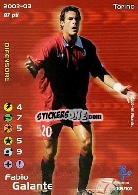 Sticker Fabio Galante - Football Champions Italy 2002-2003 n. 105 - Wizards of The Coast