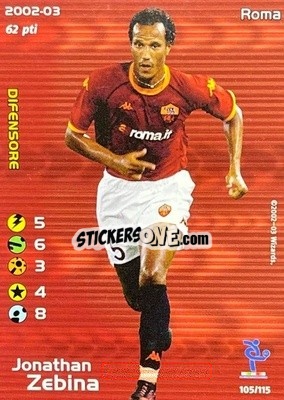 Sticker Jonathan Zebina - Football Champions Italy 2002-2003 - Wizards of The Coast