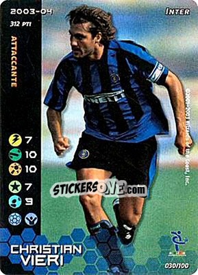 Sticker Christian Vieri - Football Champions Italy 2003-2004 - Wizards of The Coast