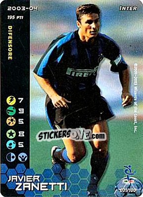 Sticker Javier Zanetti - Football Champions Italy 2003-2004 n. 31 - Wizards of The Coast