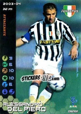 Sticker Alessandro Del Piero - Football Champions Italy 2003-2004 - Wizards of The Coast