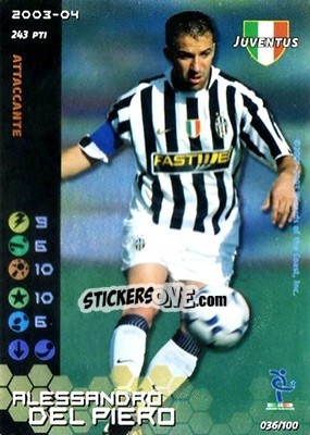 Sticker Alessandro Del Piero - Football Champions Italy 2003-2004 n. 36 - Wizards of The Coast