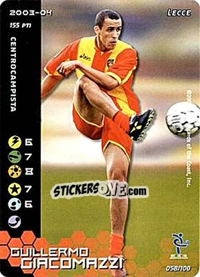 Sticker Guillermo Giacomazzi - Football Champions Italy 2003-2004 n. 58 - Wizards of The Coast