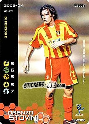 Sticker Lorenzo Stovini - Football Champions Italy 2003-2004 n. 59 - Wizards of The Coast
