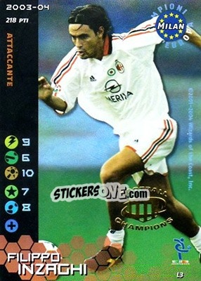 Sticker Filippo Inzaghi - Football Champions Italy 2003-2004 n. L3 - Wizards of The Coast