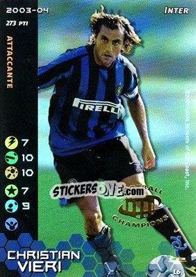 Sticker Christian Vieri - Football Champions Italy 2003-2004 n. L6 - Wizards of The Coast