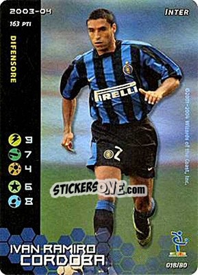 Sticker Ivan Ramiro Cordoba - Football Champions Italy 2003-2004 n. u18 - Wizards of The Coast