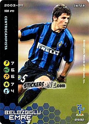 Sticker Emre Belozoglu - Football Champions Italy 2003-2004 n. u19 - Wizards of The Coast