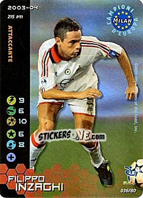 Sticker Filippo Inzaghi - Football Champions Italy 2003-2004 n. u36 - Wizards of The Coast
