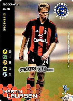 Sticker Martin Laursen - Football Champions Italy 2003-2004 n. u38 - Wizards of The Coast