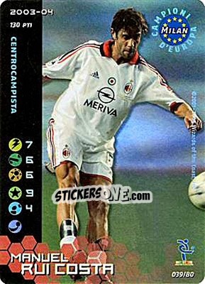 Sticker Manuel Rui Costa - Football Champions Italy 2003-2004 n. u39 - Wizards of The Coast