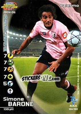 Sticker Simone Barone - Football Champions Italy 2004-2005 n. 104 - Wizards of The Coast
