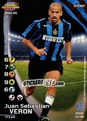 Sticker Juan Sebastian Veron - Football Champions Italy 2004-2005 n. 151 - Wizards of The Coast