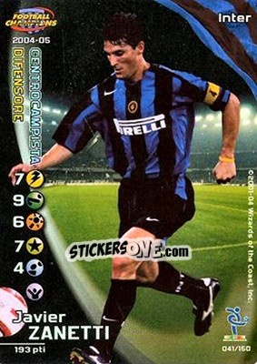 Sticker Javier Zanetti - Football Champions Italy 2004-2005 - Wizards of The Coast