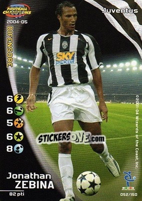 Sticker Jonathan Zebina - Football Champions Italy 2004-2005 n. 52 - Wizards of The Coast