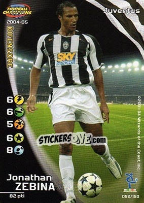 Sticker Jonathan Zebina - Football Champions Italy 2004-2005 - Wizards of The Coast