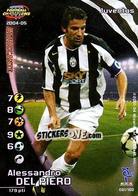 Sticker Alessandro Del Piero - Football Champions Italy 2004-2005 n. 61 - Wizards of The Coast