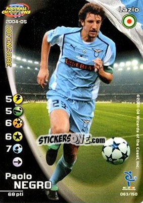 Sticker Paolo Negro - Football Champions Italy 2004-2005 n. 63 - Wizards of The Coast