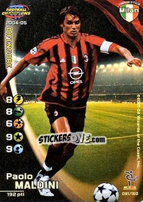Sticker Paolo Maldini - Football Champions Italy 2004-2005 n. 91 - Wizards of The Coast