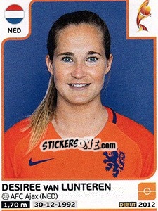Sticker Desiree van Lunteren - Women's Euro 2017 The Netherlands n. 23 - Panini