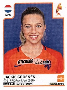 Sticker Jackie Grioenen - Women's Euro 2017 The Netherlands n. 28 - Panini
