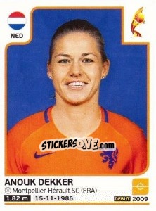 Sticker Anouk Dekker - Women's Euro 2017 The Netherlands n. 30 - Panini