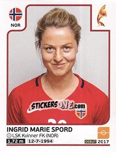 Sticker Ingrid Marie Spord - Women's Euro 2017 The Netherlands - Panini