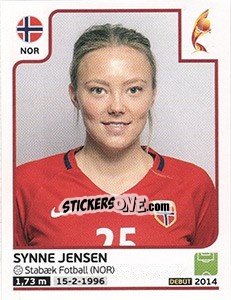 Figurina Synne Jensen - Women's Euro 2017 The Netherlands - Panini