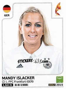 Sticker Mandy Islacker - Women's Euro 2017 The Netherlands n. 114 - Panini
