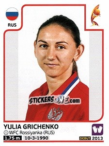 Sticker Yulia Grichenko - Women's Euro 2017 The Netherlands n. 158 - Panini