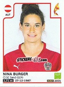 Sticker Nina Burger - Women's Euro 2017 The Netherlands n. 233 - Panini