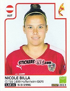 Sticker Nicole Billa - Women's Euro 2017 The Netherlands n. 234 - Panini