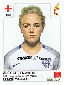 Sticker Alex Greenwood - Women's Euro 2017 The Netherlands - Panini