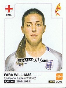 Sticker Fara Williams - Women's Euro 2017 The Netherlands - Panini