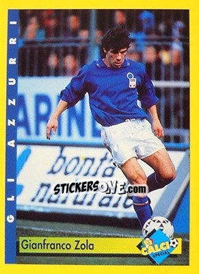 Sticker Gianfranco Zola - Calcio Cards 1992-1993 n. 18 - Merlin