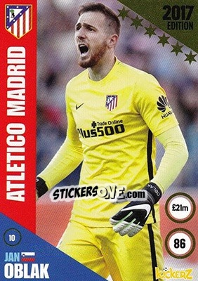 Sticker Jan Oblak - Football Cards 2017 n. 10 - Kickerz