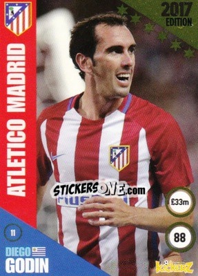 Sticker Diego Godin - Football Cards 2017 - Kickerz