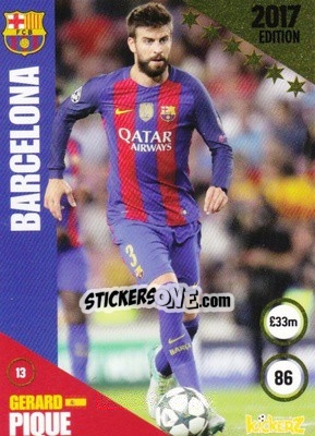 Sticker Gerard Piqué - Football Cards 2017 - Kickerz