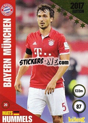 Sticker Mats Hummels - Football Cards 2017 n. 20 - Kickerz