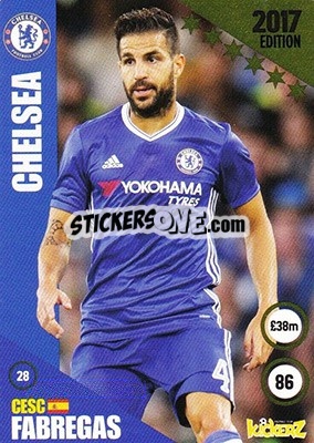 Sticker Cesc Fabregas - Football Cards 2017 n. 28 - Kickerz