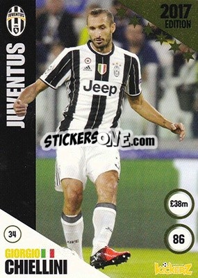 Sticker Giorgio Chiellini - Football Cards 2017 n. 34 - Kickerz