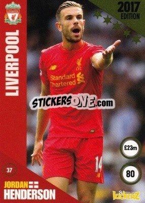 Sticker Jordan Henderson - Football Cards 2017 n. 37 - Kickerz