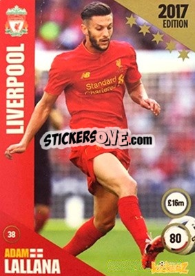 Sticker Adam Lallana - Football Cards 2017 n. 38 - Kickerz