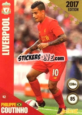Sticker Philippe Coutinho - Football Cards 2017 n. 42 - Kickerz
