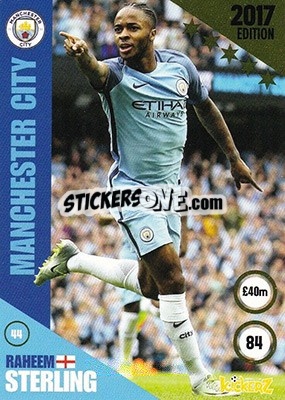 Sticker Raheem Sterling - Football Cards 2017 n. 44 - Kickerz